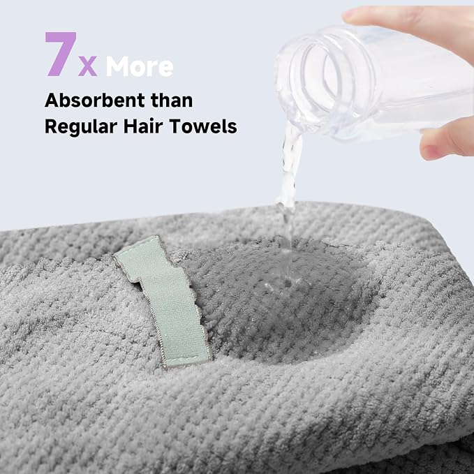 Microfiber Hair Towel Wrap for Women, Quick-Dry Turban, Ultra Absorbent & - Image 3