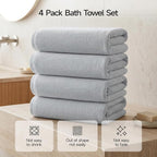ecolook Bath Towels Set of 4, 100% Cotton, 27 x 55 Inches, Quick-Drying & - Image 4