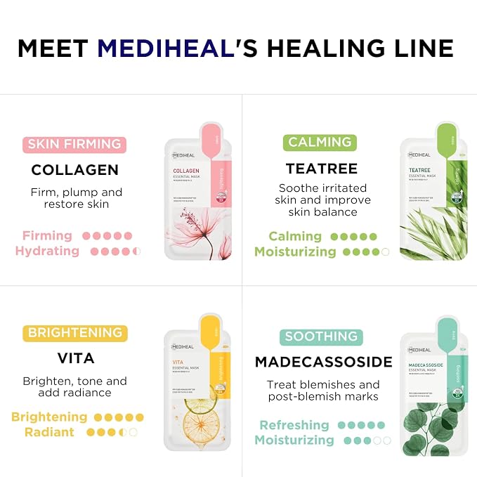Mediheal Sheet Mask New Essential HERO 16 pack | Korean Skincare Facial Sheet - Image 2