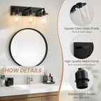 3-Light Bathroom Vanity Light Fixtures, Modern Matte Black Bathroom Lighting - Image 3