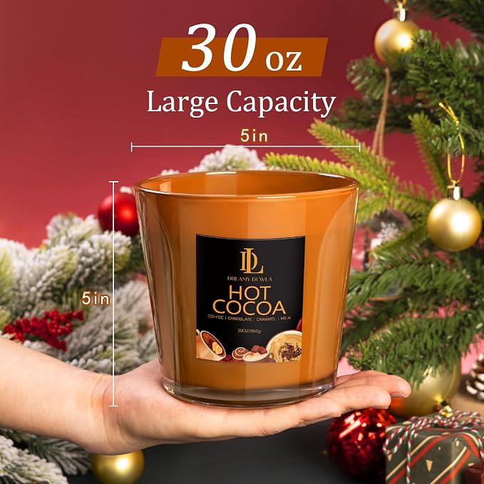 Large Candle Hot Cocoa Scented, 4 Wick Natural Soy Candles - Image 5