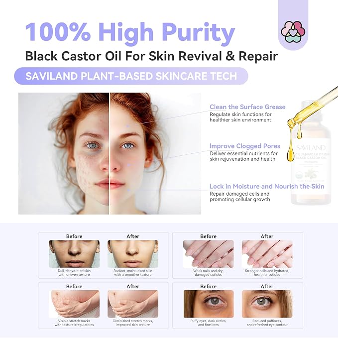 SAVILAND Jamaican Black Castor Oil: 100% Pure, Unrefined - Image 3
