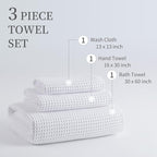 MICROFI Microfiber Waffle Bath Towels, 3 Pieces, Fast Drying, Lint Free - Image 3