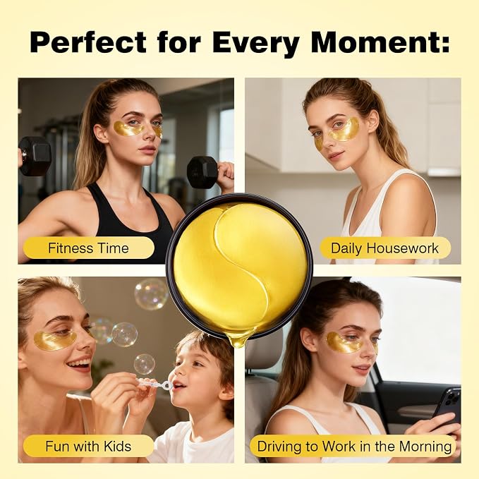 Under Eye Patches 60PCS, 24K Gold Collagen Eye Mask - Image 6