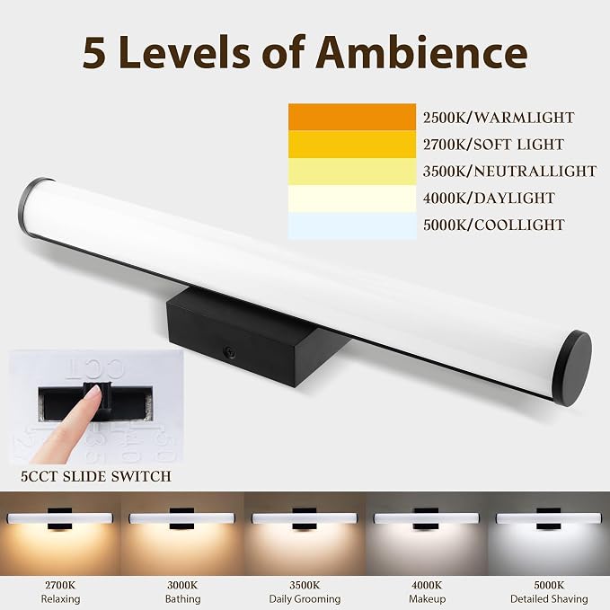 Bathroom Light Fixtures Over Mirror 22IN, 19W 5CCT Dimmable Modern Vanity Lights - Image 2