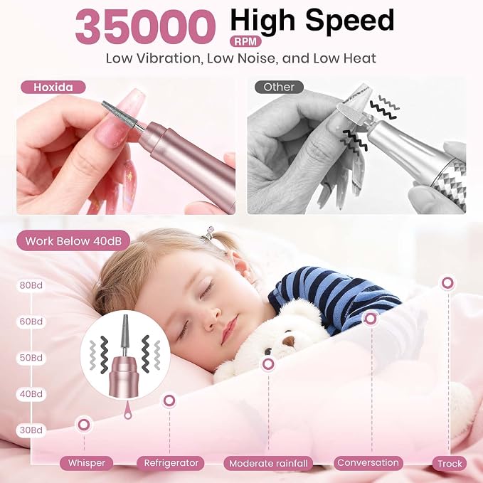 Cordless Nail Drill 35000RPM, Portable Electric Nail File - Image 9