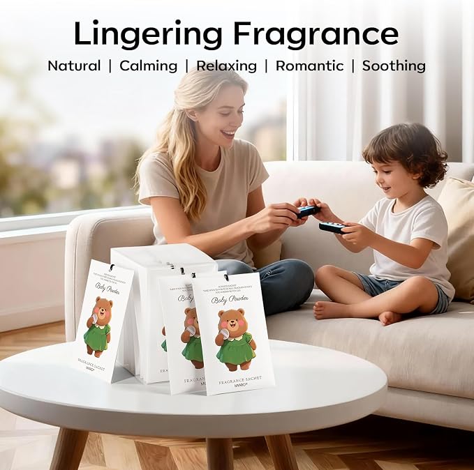 MYARO 12 Packs Baby Powder Scent Sachets Room Air Freshener - Image 5