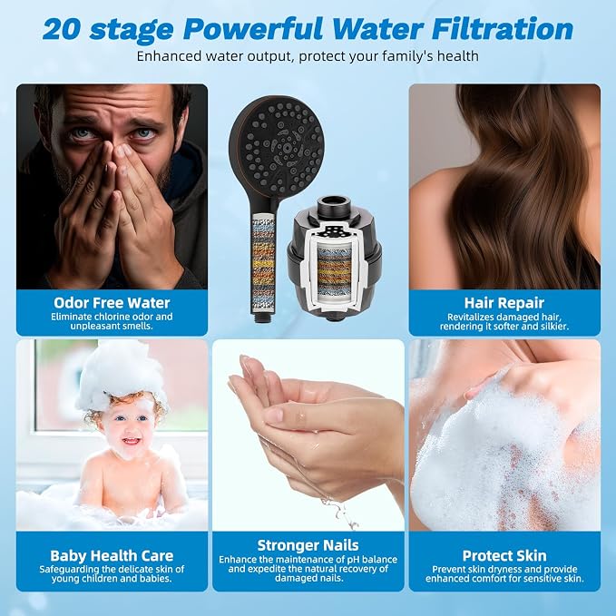Hibbent Dual Filter All Metal 12" Rainfall Showerhead Combo, High Pressure - Image 4