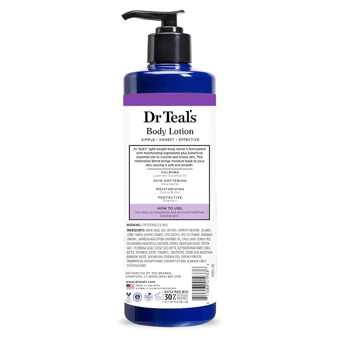 Dr Teal's 24 Hour Moisture+ Body Lotion, Lavender Essential Oil, 18 fl oz - Image 8