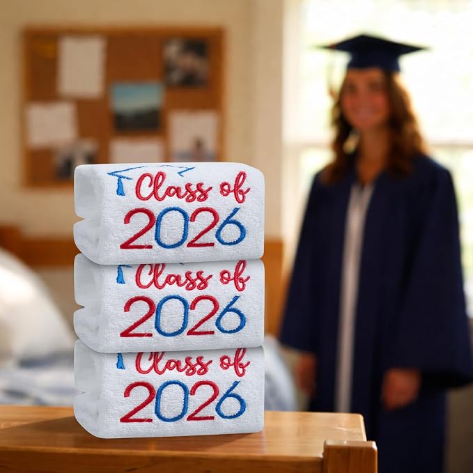 MASHAN Class of 2026 Graduation Hand Towels 3 Pack, 100% Cotton Soft Absorbent - Image 6