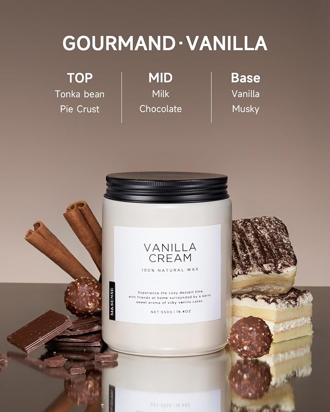 M&SENSE Large Vanilla Scented Candles - Image 2