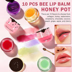 10PCS Honey Pot Lip Balm, Moisturizing Bee Lip Balm, Fruity Lip Sleeping Mask - Image 2