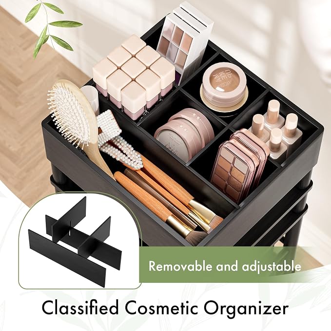 Amazer Bamboo Makeup Organizer Cart - Image 3