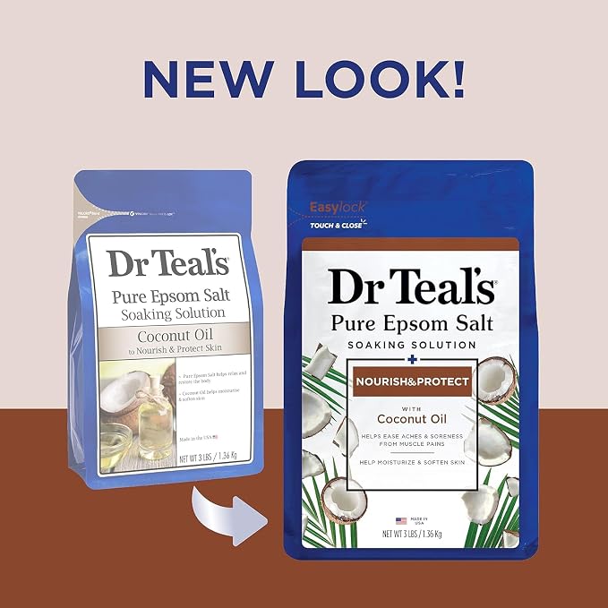 Dr Teal's Salt Soak with Pure Epsom Salt, Nourish & Protect with Coconut Oil - Image 2