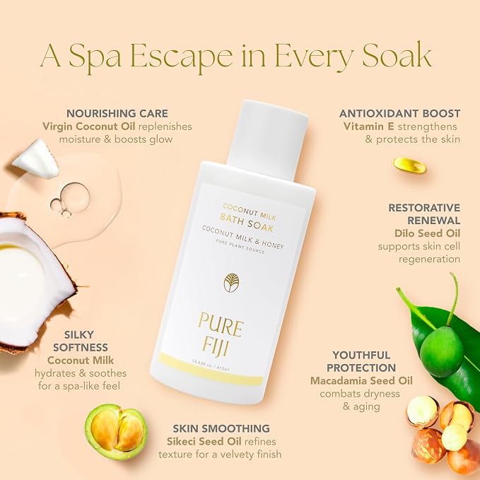 Pure Fiji Coconut Milk Bath Soak, Coconut Milk & Honey - Image 5