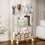 SPACEKEEPER 3 Tier Acrylic Storage Rolling Cart Clear Bathroom Cart Organizer - Image 7