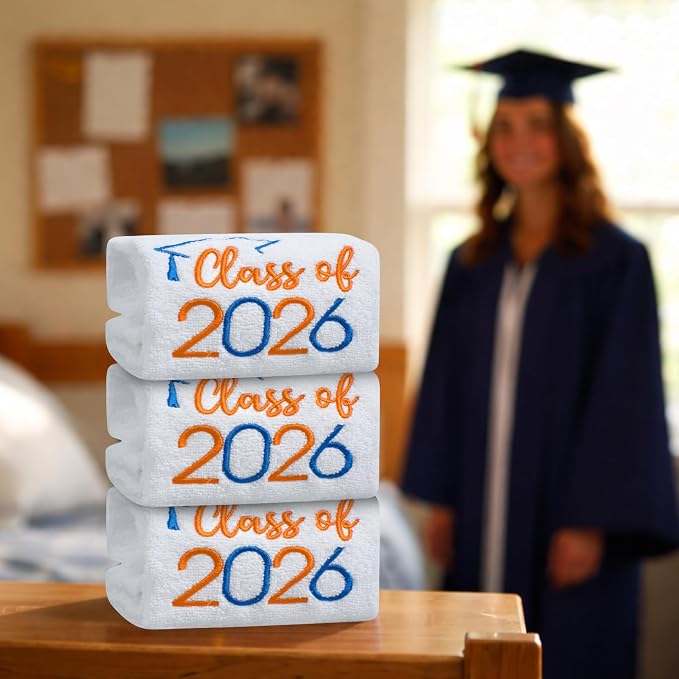 MASHAN Class of 2026 Graduation Hand Towels 3 Pack, 100% Cotton Soft Absorbent - Image 6
