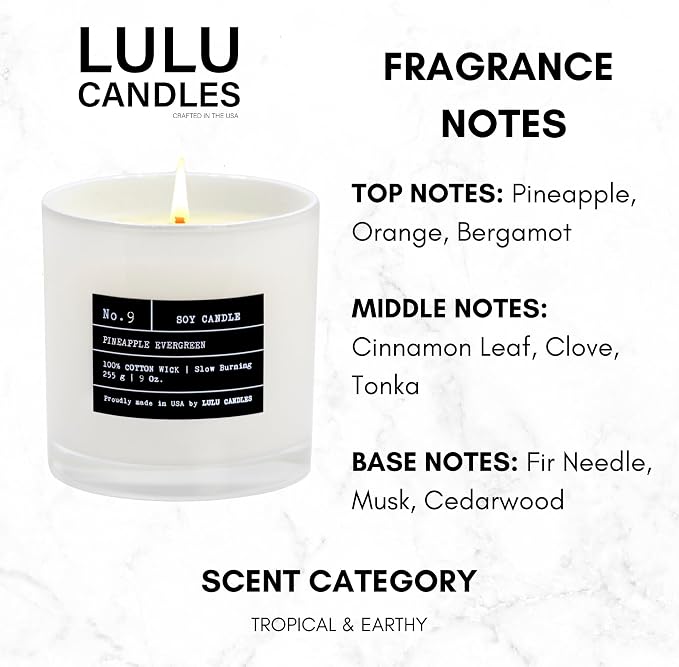 Lulu Candles | Pineapple Evergreen | Luxury Scented Soy Jar Candle | Hand - Image 2