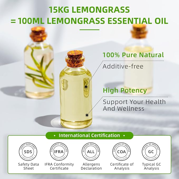 HIQILI 32 Fl Oz Lemongrass Essential Oil, 100% Pure Natural Undiluted Premium - Image 4