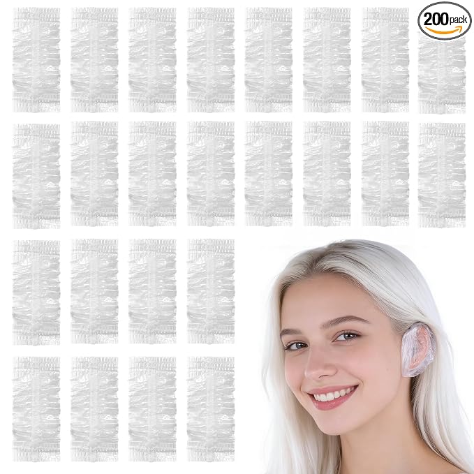 200 Pack Disposable Ear Covers for Shower, Ear Covers for Hair Dye, Waterproof by Unknown