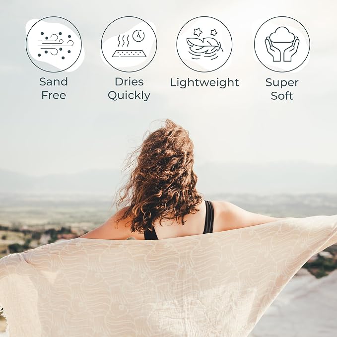 Premium Turkish Beach Towel – 100% Cotton, Quick Dry, Sand Free, Oversized 35” - Image 2