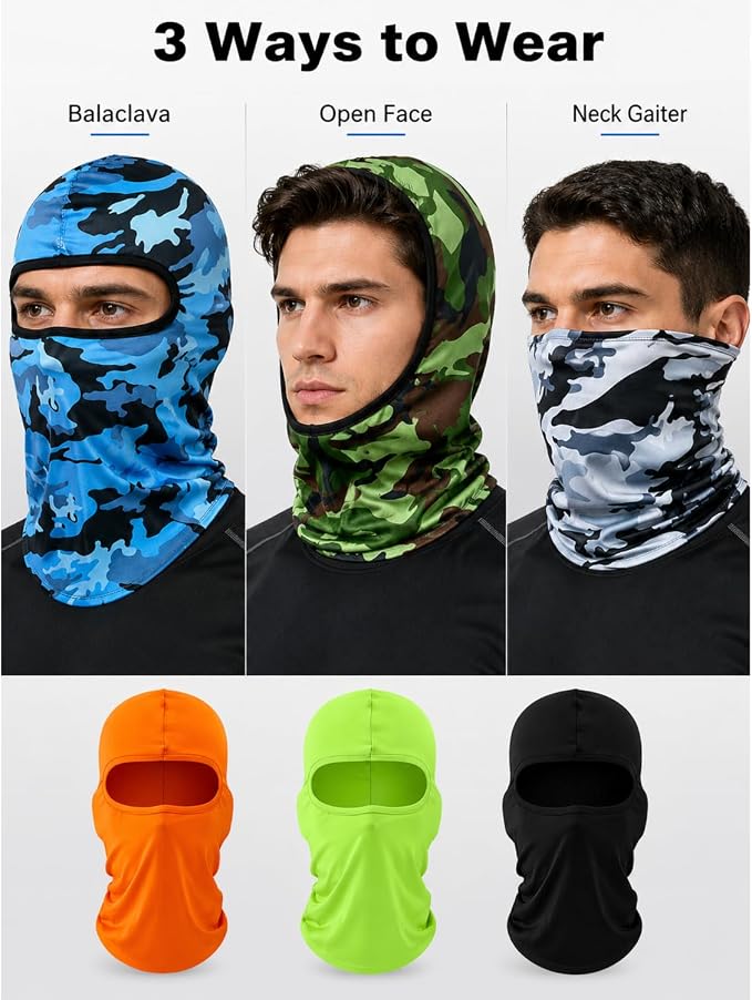 SATINIOR 6 Pcs Ski Mask Cover Balaclava Full Face Mask Summer Face Cover UV - Image 7