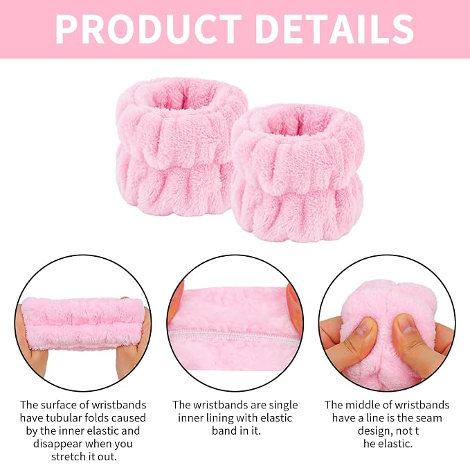 6Pcs Spa Set, Terry Cloth Headbands & Wrist Washbands - Image 6