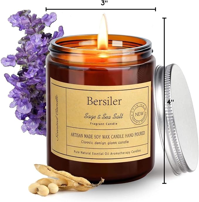 Aromatherapy Candles, Scented Candles, 7 OZ Sage Sea Salt Candles, Stress - Image 7
