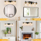 4-Lights Black and Gold Bathroom Vanity Light, Modern Bathroom Wall Sconces - Image 7