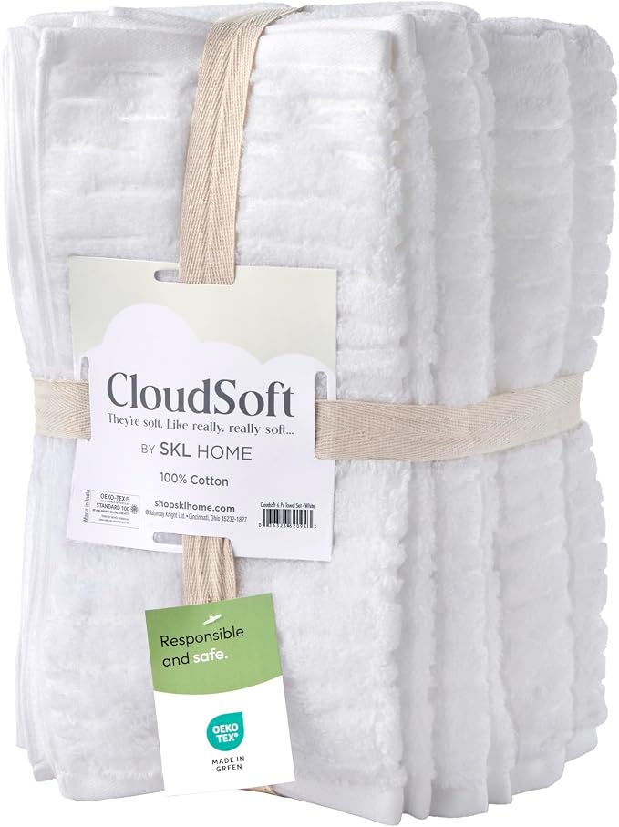 SKL Home CloudSoft 100% Cotton Luxury 6-Piece Towel Set, 600 GSM, Ultra Plush & - Image 4