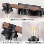 4-Lights Farmhouse Bathroom Vanity Light, Rustic Wood Bathroom Light Fixtures - Image 3