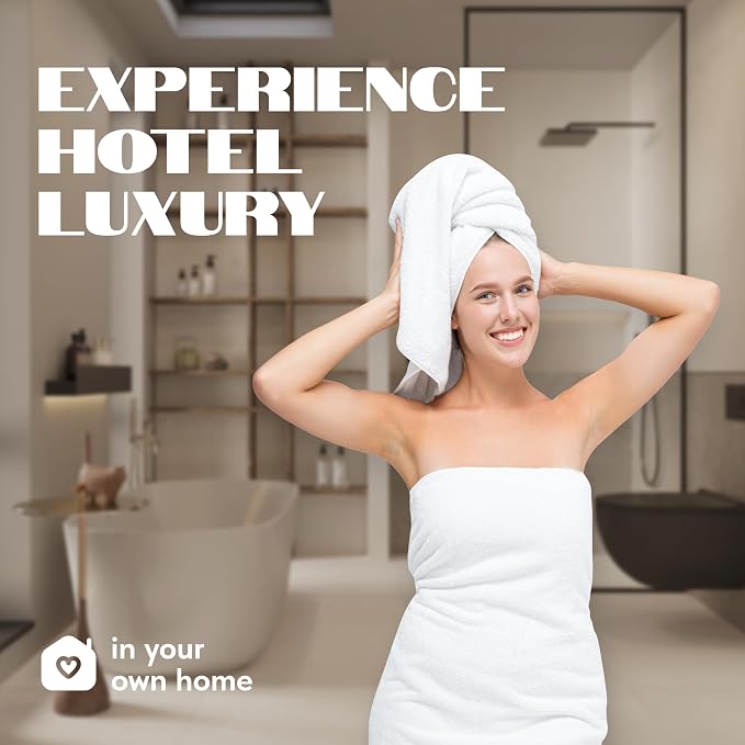 White Classic Luxury Bath Towels Set of 4 Large - Image 6