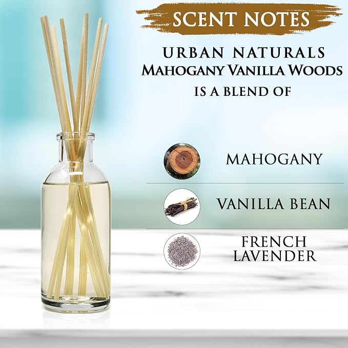Urban Naturals Mahogany Vanilla Woods Reed Diffuser Set – Made - Image 8