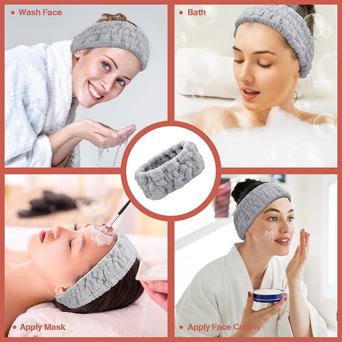 Chuangdi 3 Pieces Spa Headband for Women Facial Makeup Headband Soft Terry - Image 6