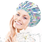 Shower Caps for Women, Double Layers Shower Cap Reusable Waterproof, Bathing - Image 2