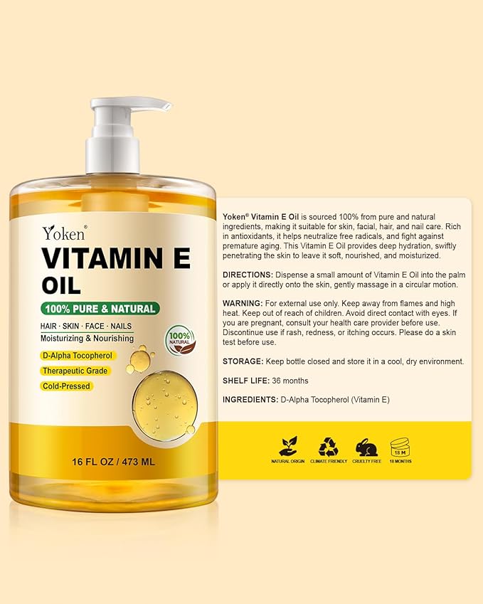 Yoken Vitamin E Oil 16 Fl Oz Vitamina E Oil - Image 6