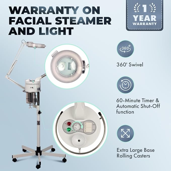 Buy-Rite 2-in-1 Marie Ozone Facial Steamer, 5 Diopter Magnifying Lamp, Fully - Image 5