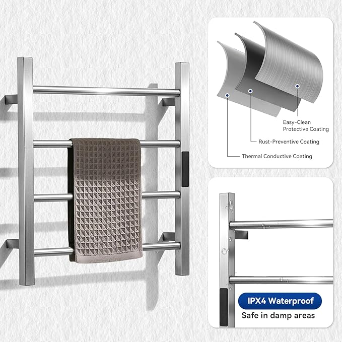 Heated Towel Racks for Bathroom, Hot Towel Warmer 4 Bars - Image 2