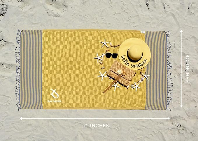 Ray Silver Turkish Beach Towel Oversized 40x71 100% Cotton Sand Free Quick Dry - Image 6