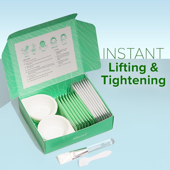 Ebanel Collagen Peptides Wash-Off Face Mask Set, 8 Pack Instant Skin Tightening - Image 8