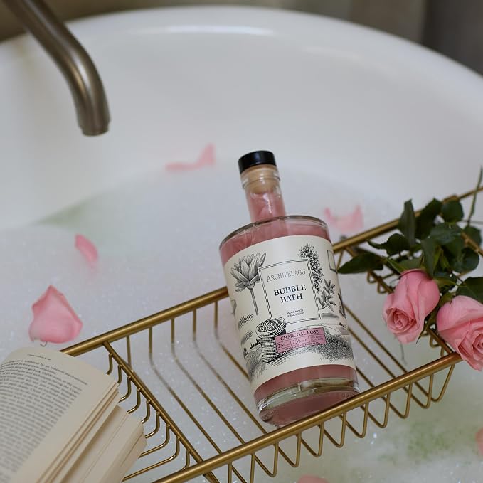 Archipelago Botanicals Luxury Charcoal Rose Bubble Bath, Moisturizing and - Image 5