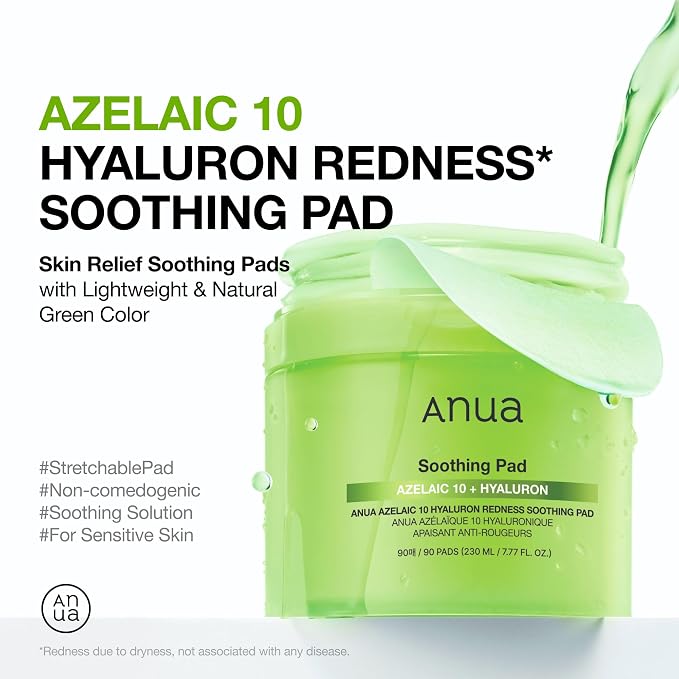 ANUA Azelaic Acid 10 Hyaluronic Acid Soothing Toner Pads, Hydrating Facial Mask - Image 2