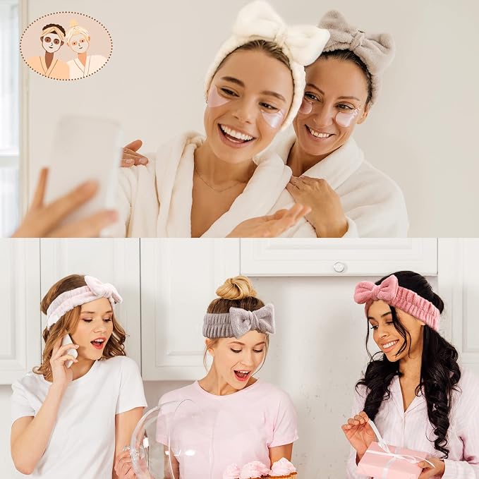 VITEVER 4 Pack Spa Headband for Washing Face, Girls Makeup Bow Tie Hair Band - Image 7