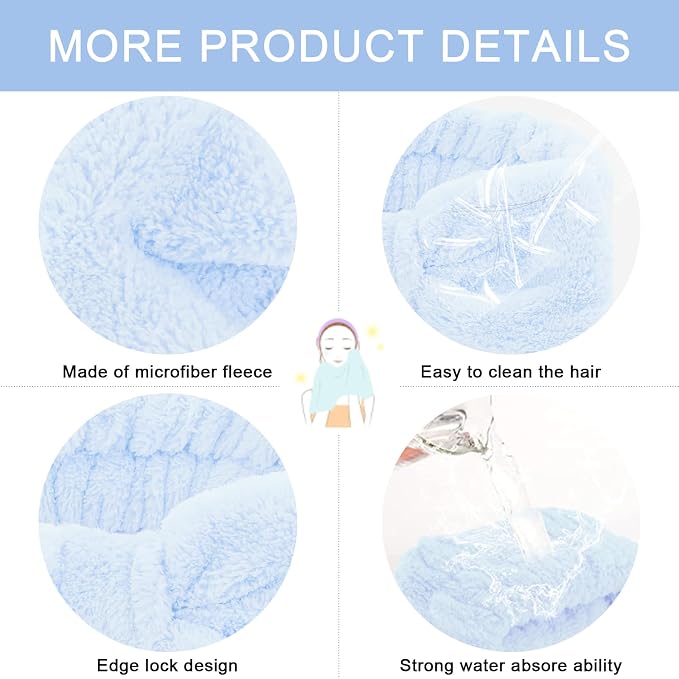CIEHER 12 PCS Makeup Headband for Women Wrist Washband Scrunchies Cuffs for - Image 3