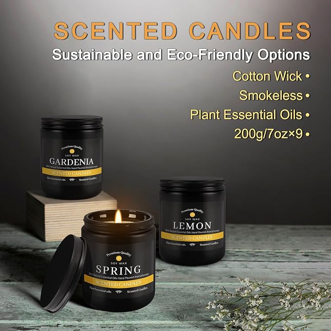 YOROXRG 9Pack Candles for Home Scented, Aromatherapy Candles Gifts Set for Men - Image 5
