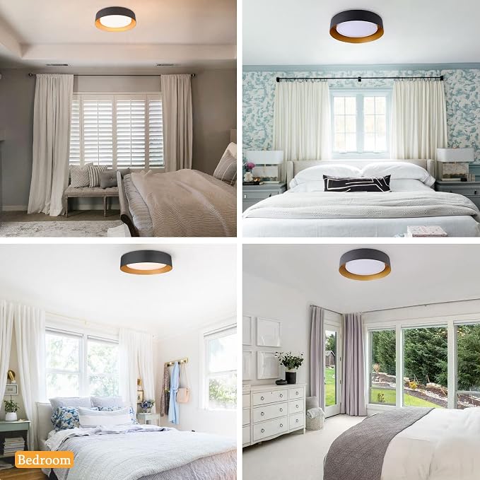Bargeni 16.5 Inch LED Ceiling Light Fixture, Dimmable Flush Mount Matte Black - Image 8