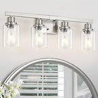 Bathroom Vanity Light, 4-Light Nickel Modern Matte Wall Sconce Lighting by DIKAIDALights