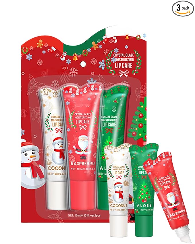 Christmas Moisturizing Lip Balm Gift Set, Non-sticky Long Lasting Clear Jelly by Unknown
