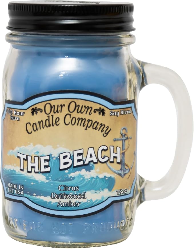 Our Own Candle Company, The Beach Scented Mason Jar Candle, 100 Hour Burn Time by OurOwnCandleCompanycandles