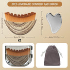2PCS Lymphatic Contour Face Brush & Stainless Steel Gua Sha Tool Set, - Image 6